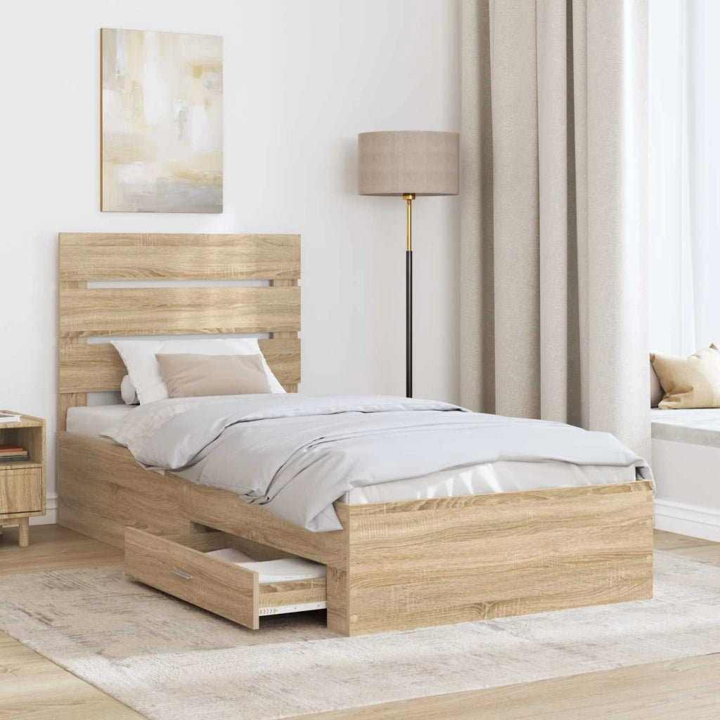 Struttura del letto Rovere Sonoma e Argento 75 x 190 cm 3412029