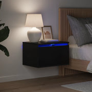 Comodino a Parete con Luci LED Nero 836828