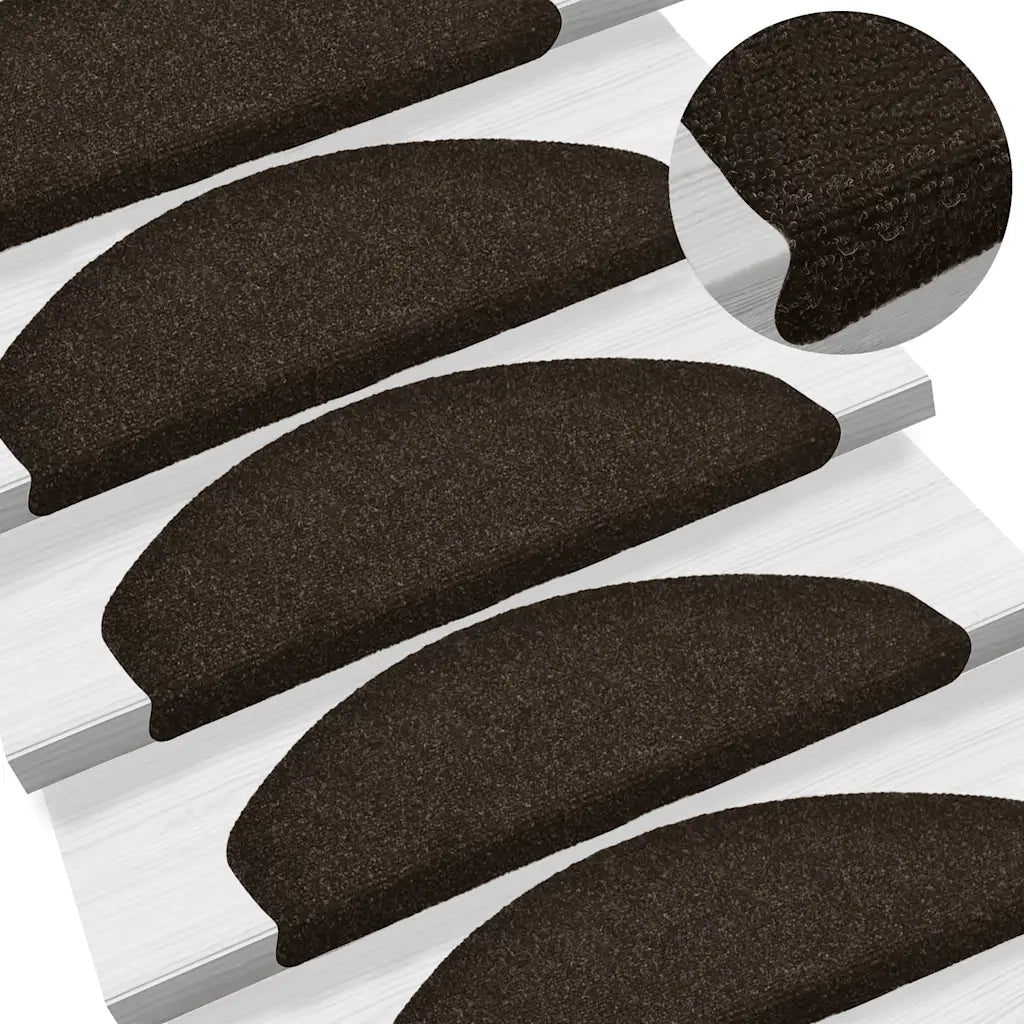 Tappetini per scale autoadesivi 5 pz | Gradini per Scale 65x21x4 cm marrone scuro semicircolari grandi
