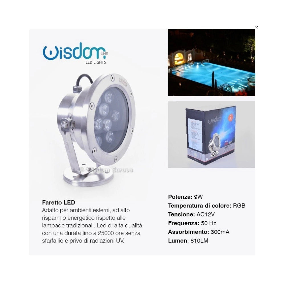 Trade Shop - Faretto Spot Light Per Esterno Da Giardino 9 Watt Luce Calda Fredda Verde Rgb - -rgb      -
