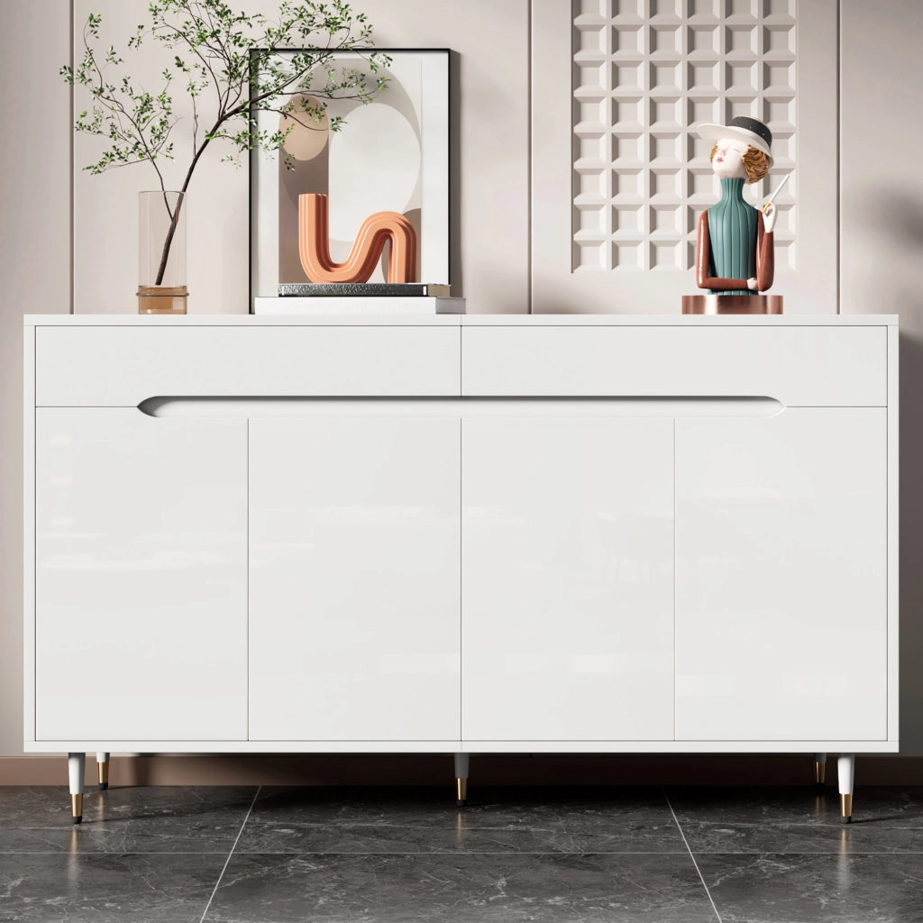 SCARPIERA 140x39x84 cm Bianca e Oro in Truciolato