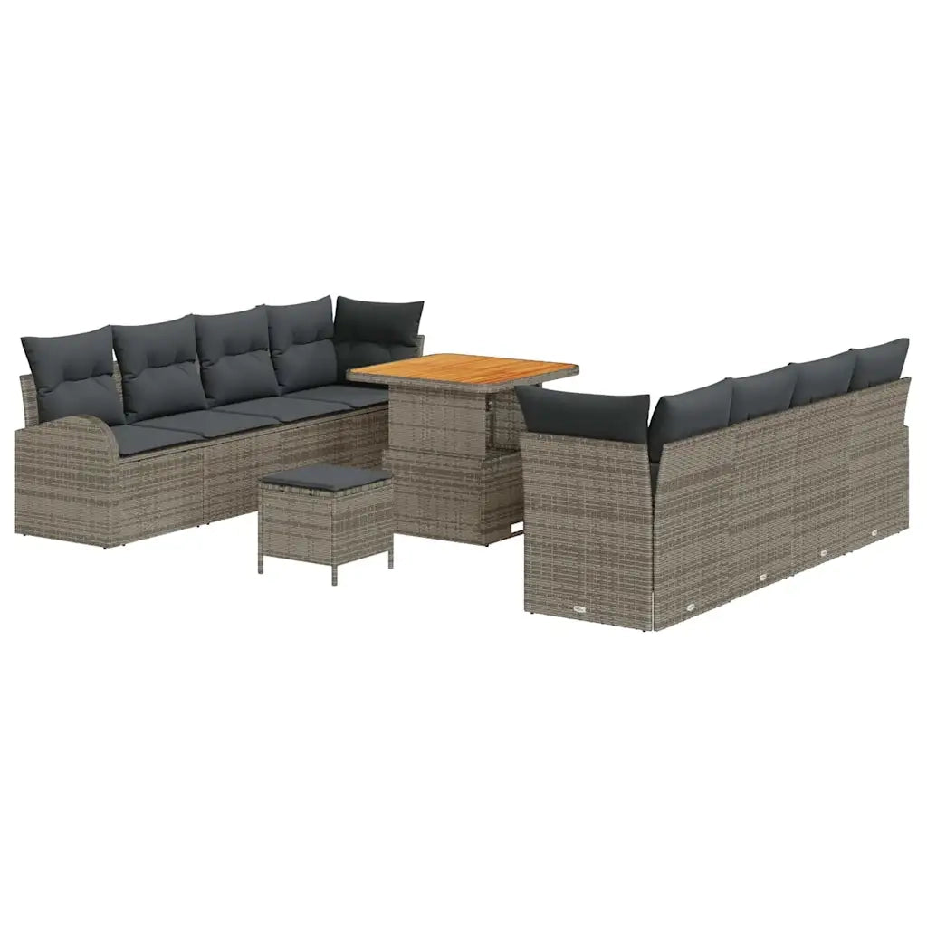 Set Divano da Giardino con cuscino 11 pcs Grigio polyrattan 3362368