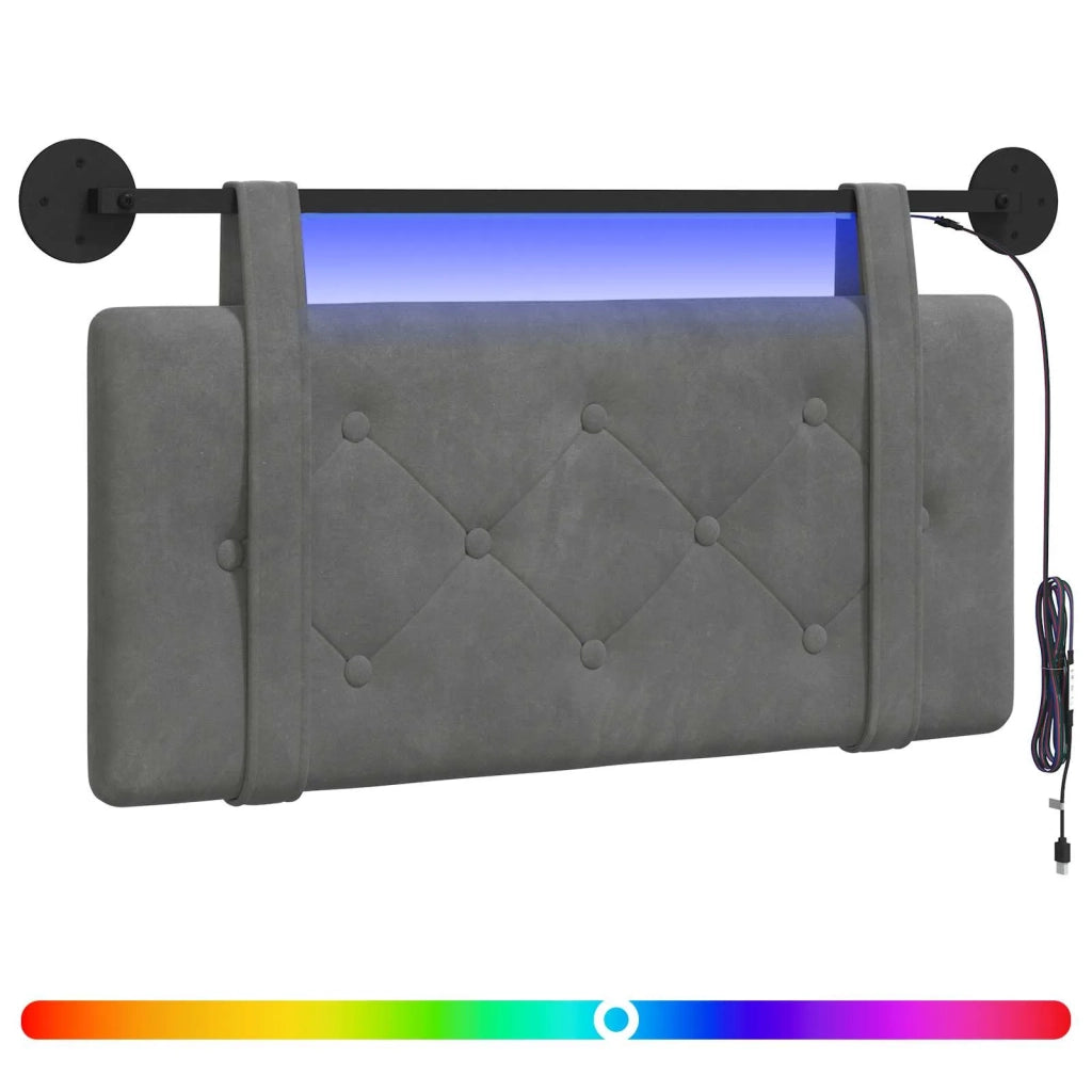 Testiera | Testata sospesa Con luce LED Grigio Scuro Velluto