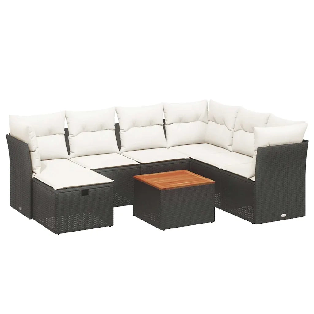 Set Divani da Giardino con Cuscini 8 pz Nero in Polyrattan 3264738