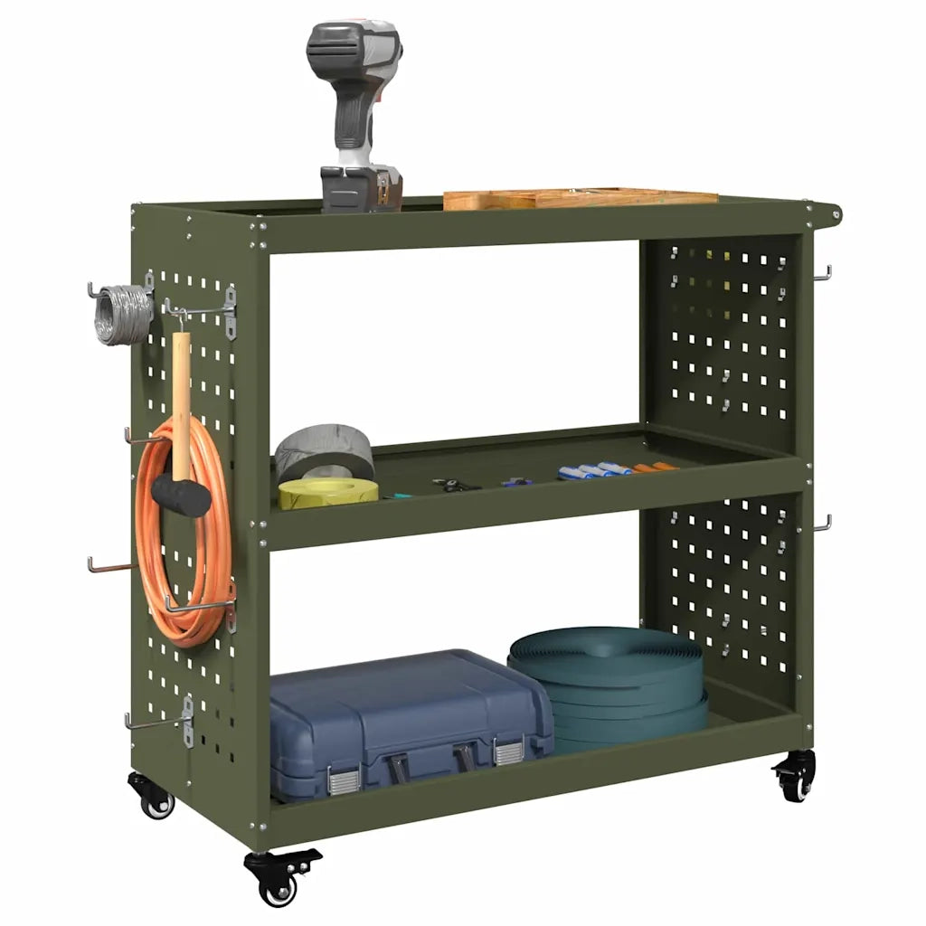 Carrello per Attrezzi con ruota Verde oliva 75 x 35 x 73 cm 874542