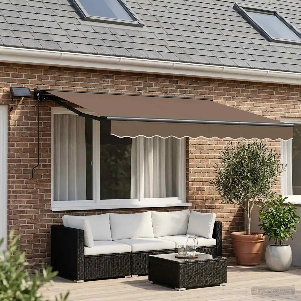 Cornice per Tenda Manuale con LED Tortora 3 x 2,5 m 3425909