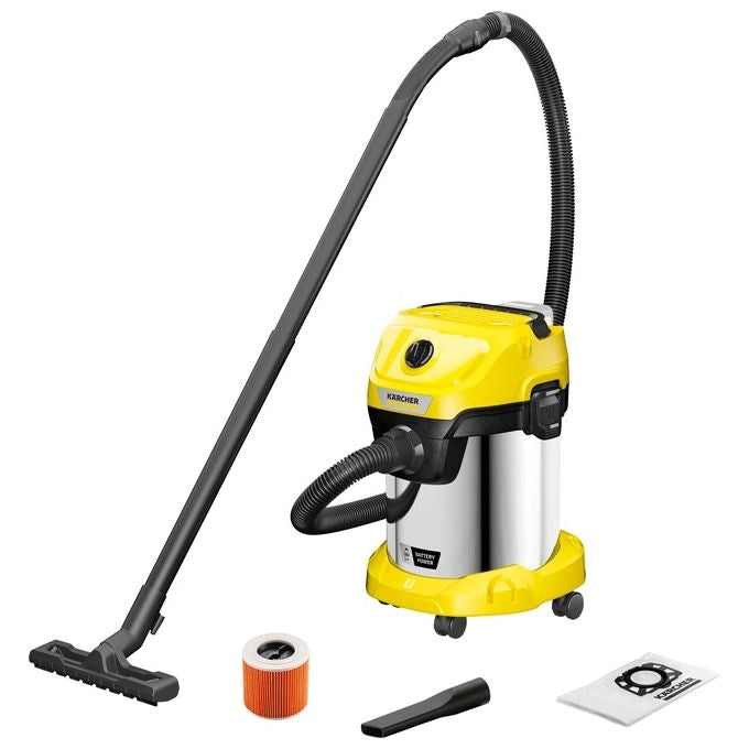 Kärcher 1.628-575.0 WD 3-18 S Aspirapolvere Cilindro Senza Sacchetto 17 L 225 W Batteria 18 V colore Nero Acciaio inox Giallo