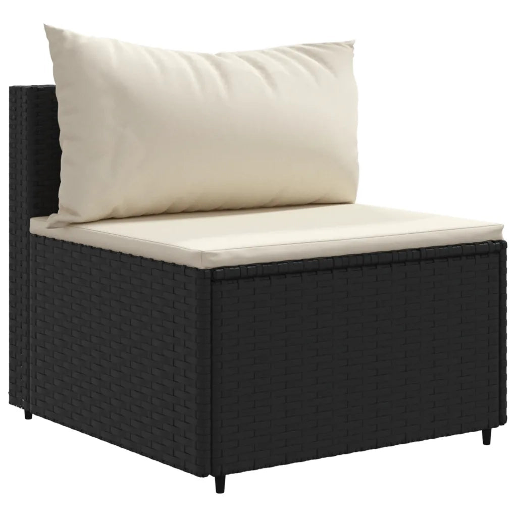 Set Divani da Giardino 4 pz con Cuscini Nero in Polyrattan 3308048
