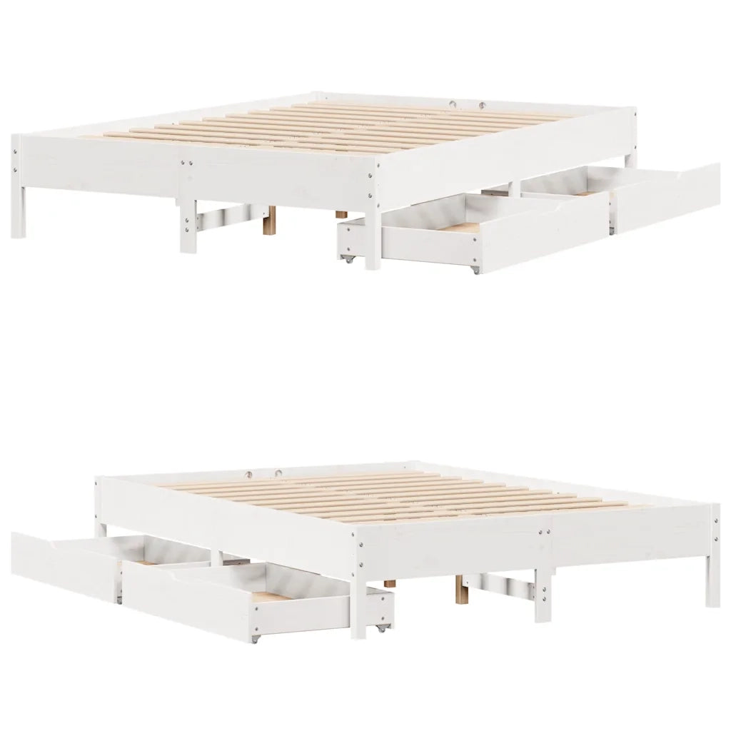 Letto senza Materasso-Struttura Letto Bianco 120x200 cm Legno Massello di Pino 817820