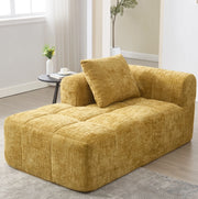Divano chaise longue 158x90x60 cm con tasche laterali e cuscino in chenille giallo