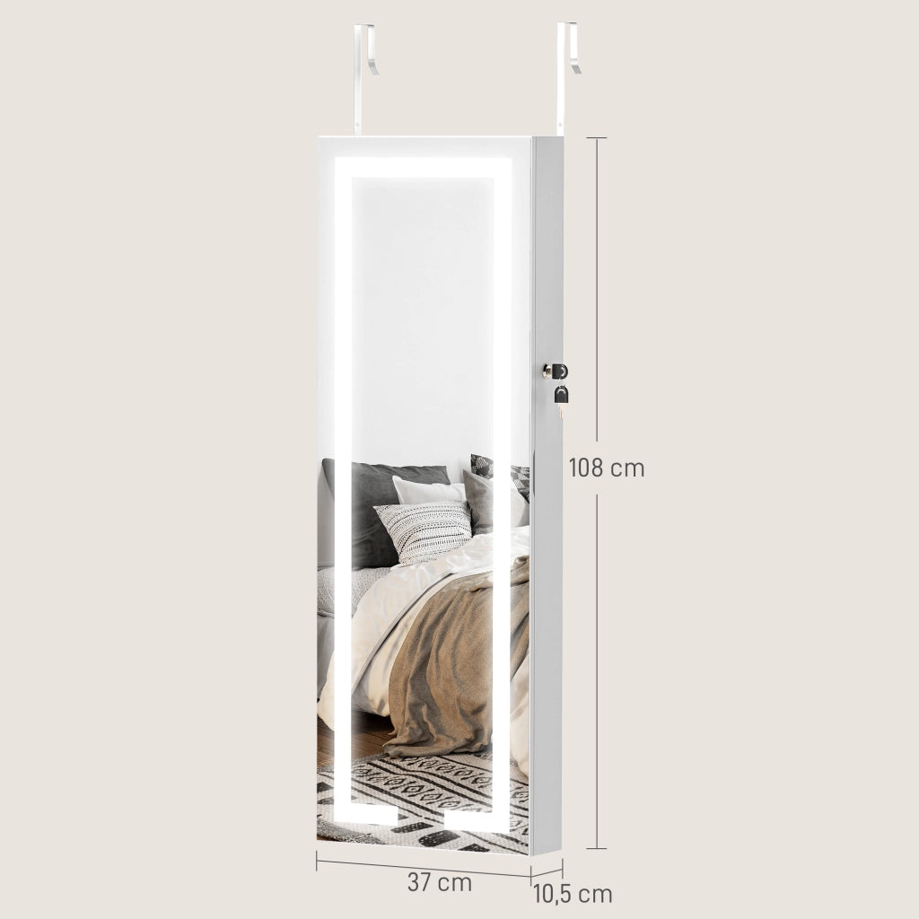 Armadio per gioielli con LED ¨C zephmum ¨C bianco 37x10.5x108 cm