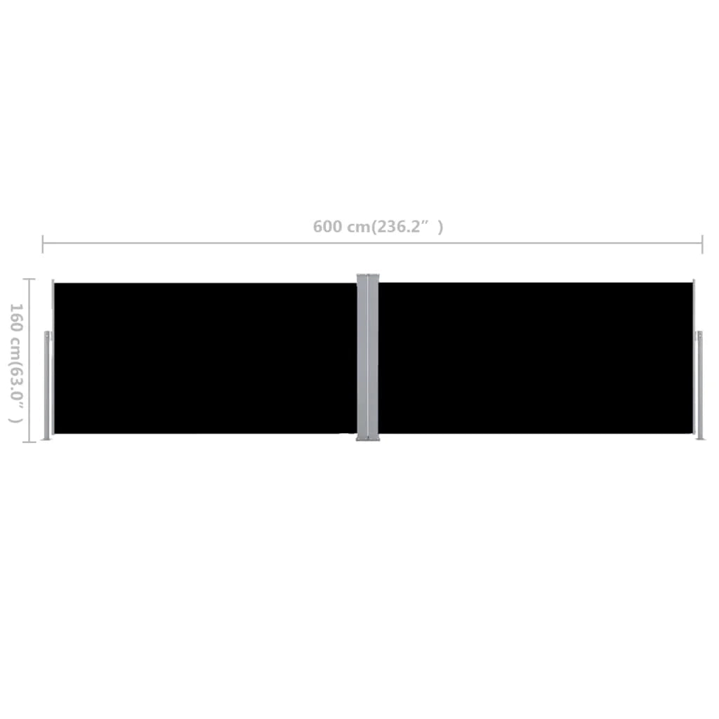 Tenda da sole laterale retrattile/schermo protettivo per patio giardino terrazza balcone 160 x 600 cm nero 02_0007437