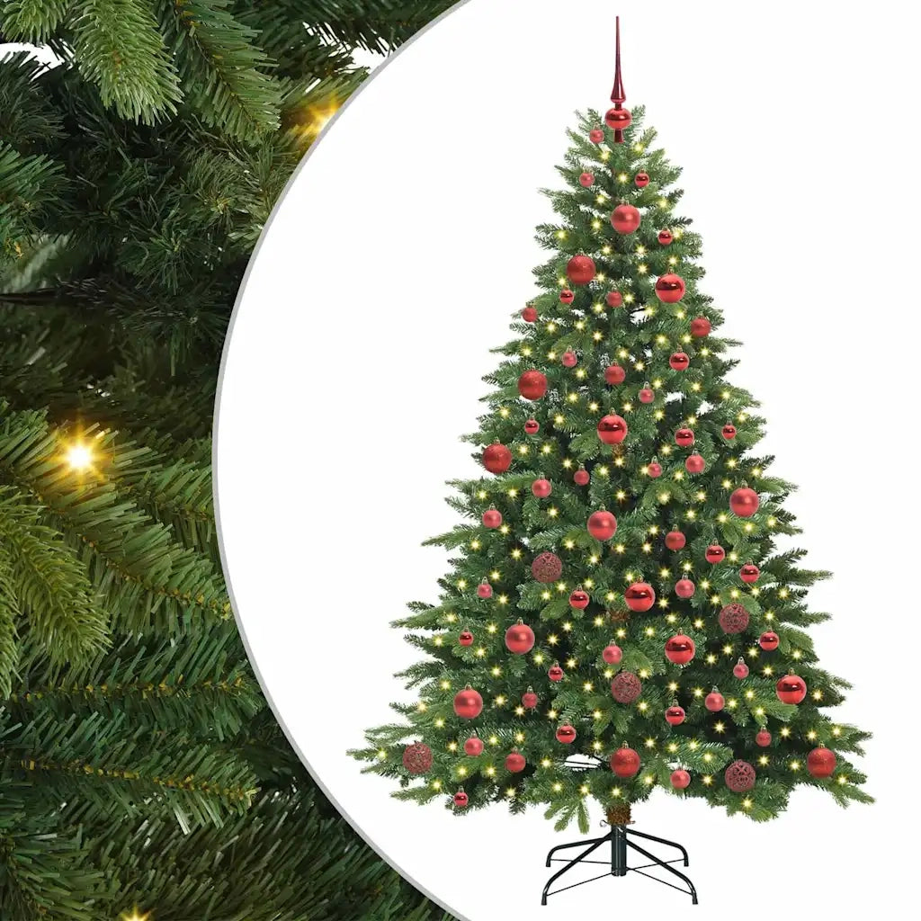 Albero di Natale Artificiale-Albero Natalizio con 300 LED Verde 180 cm PE e PVC 124556