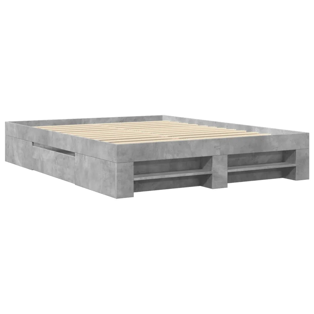 Letto matrimoniale | Letto per adulti | Giroletto senza Materasso Grigio Cemento 160x200cm Truciolato