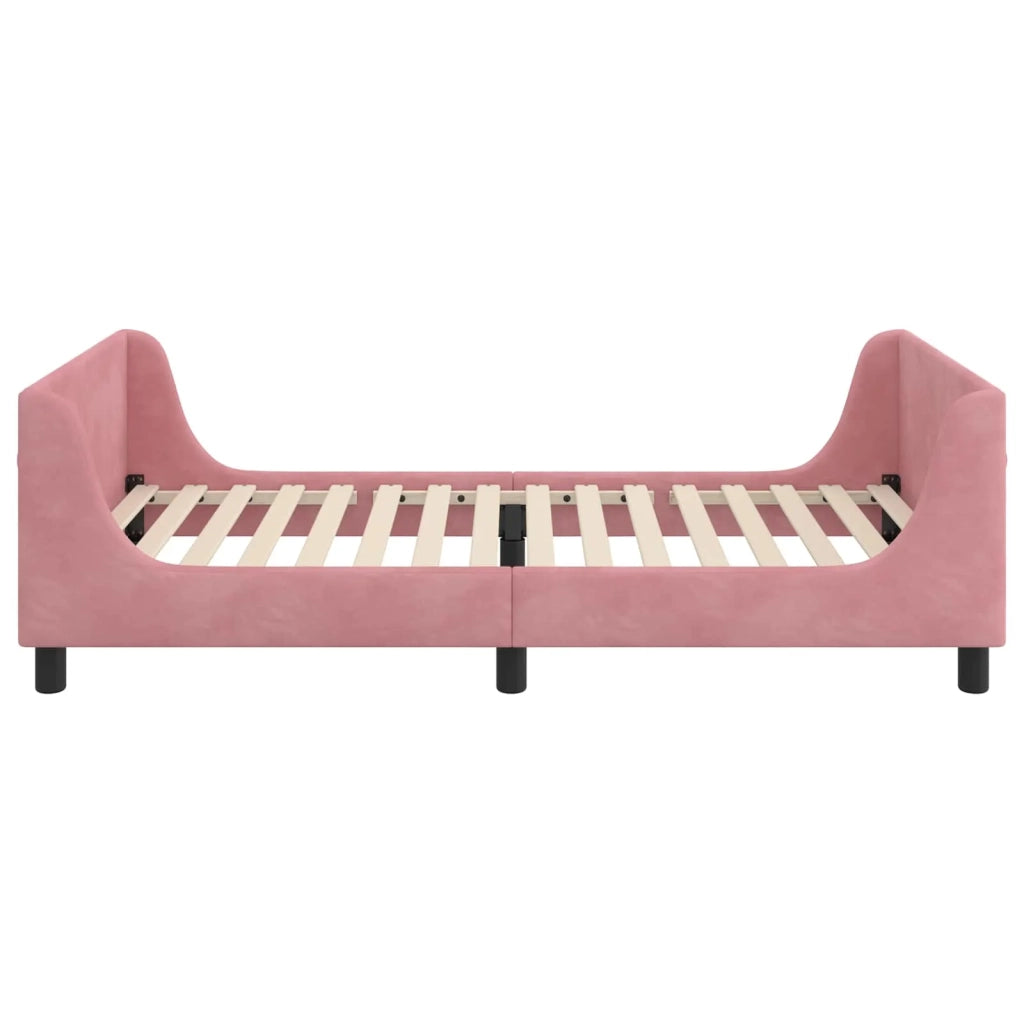Struttura letto bambini con testata Rosa 90 x 190 cm Velluto 42010880