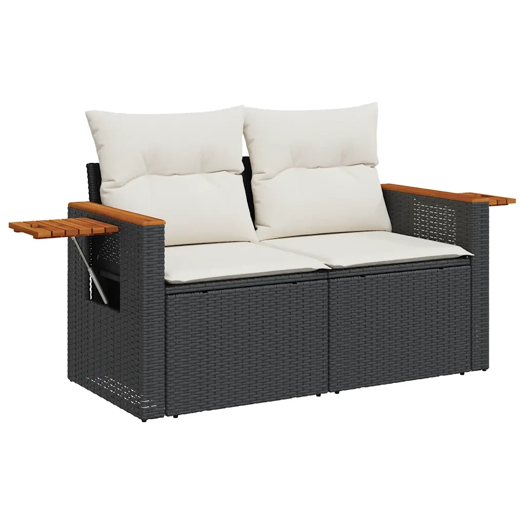 Set Divani da Giardino 4 pz con Cuscini Nero in Polyrattan 3325948