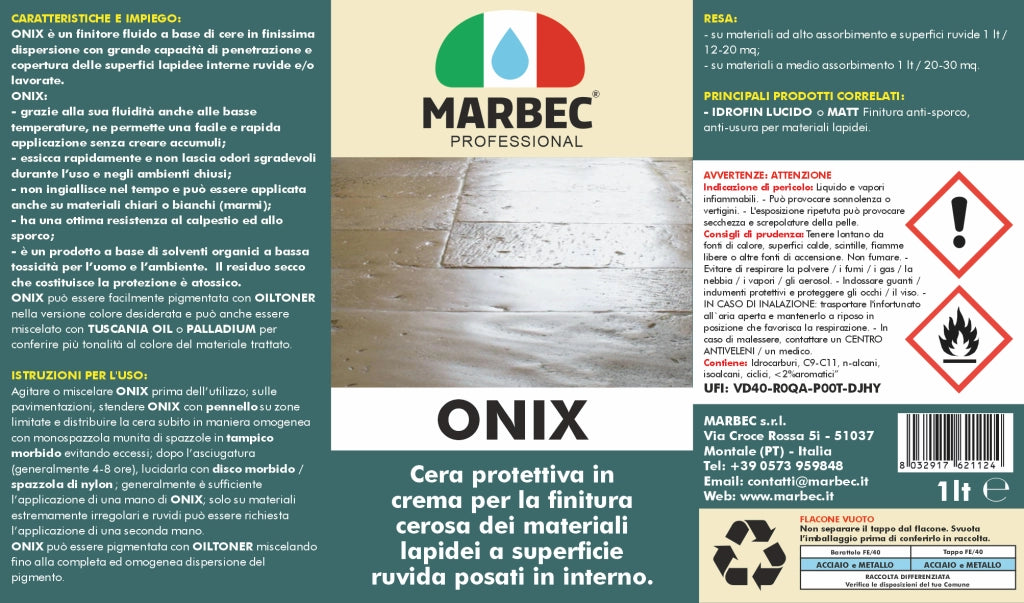 Cera per pietre ruvide e lavorate ONIX   1LTx6Pz
