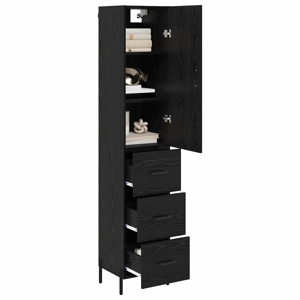 Credenza-Buffet-Armadio da cucina Rovere Nero 34,5 x 34 x 180 cm Legno multistrato 906685