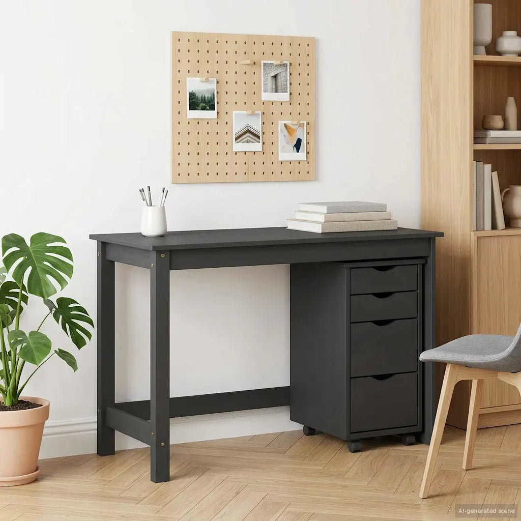 Set scrivania e mobiletto su ruote MOSS 2 pcs Grigio