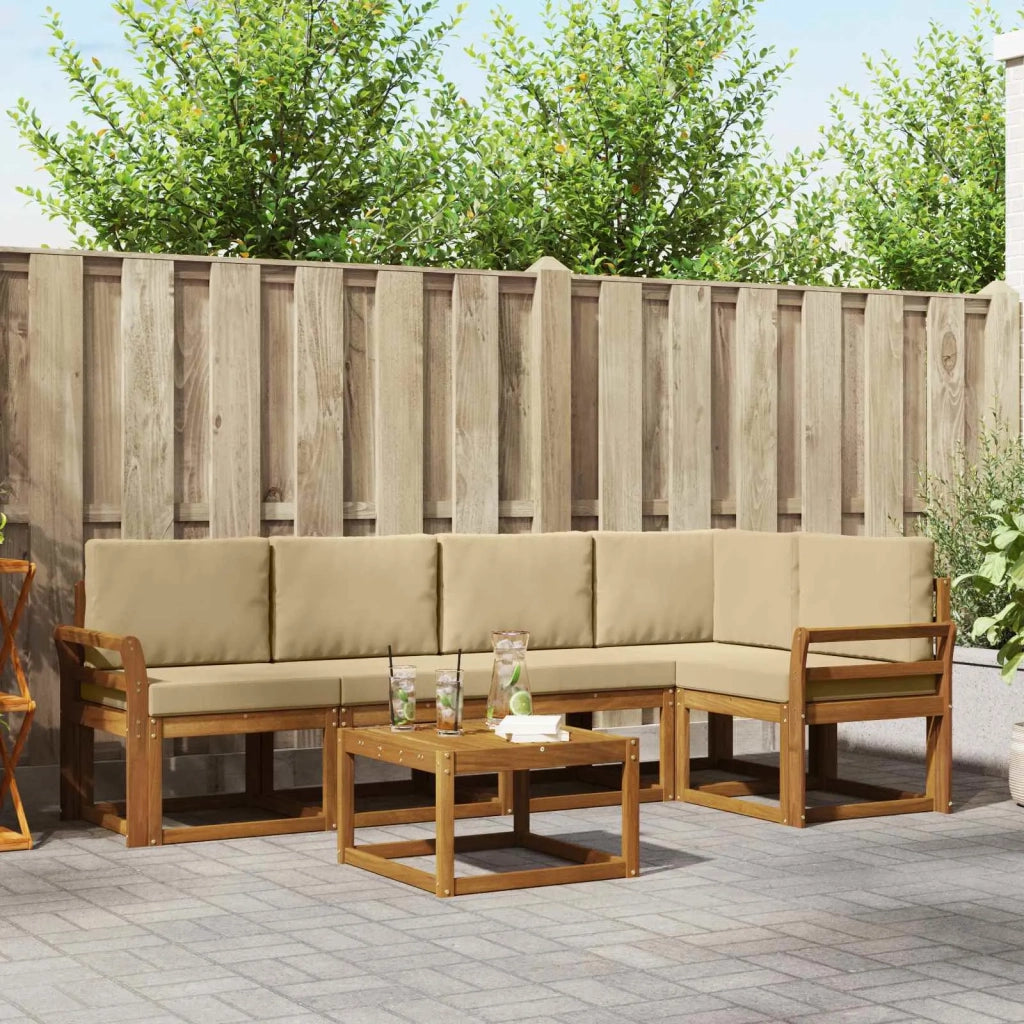 Set di divani da esterno con cuscino 6 pcs Naturale e Beige 3366431