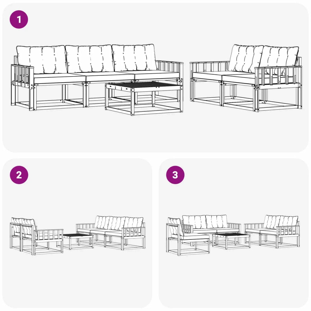 Set di divani da esterno 6 pz Bianco e Beige 3388419