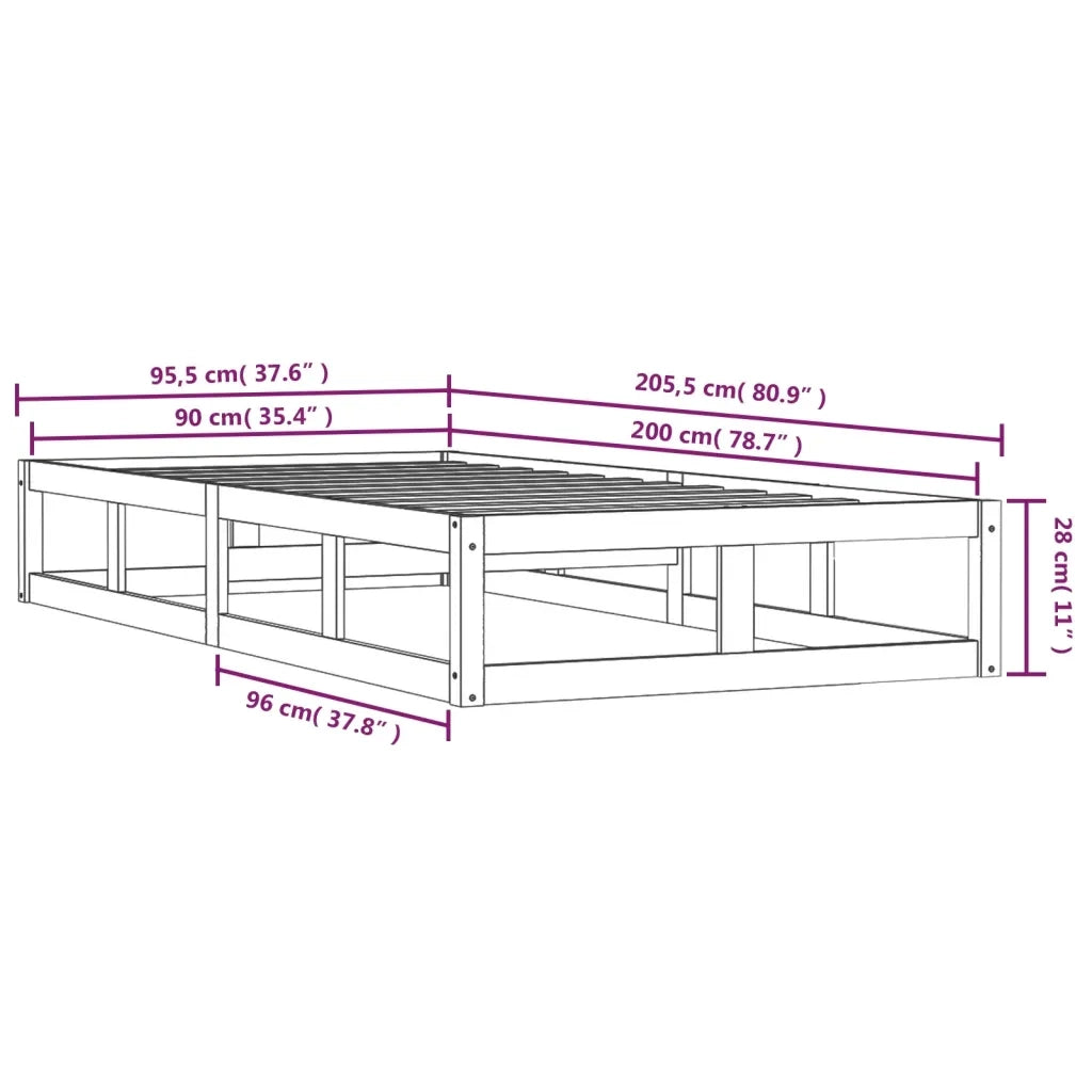 Giroletto-Struttura Letto 90x200 cm in Legno Massello 107585