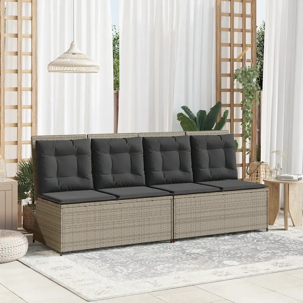 Panca Reclinabile Giardino con Cuscini Grigio Chiaro Polyrattan 368969