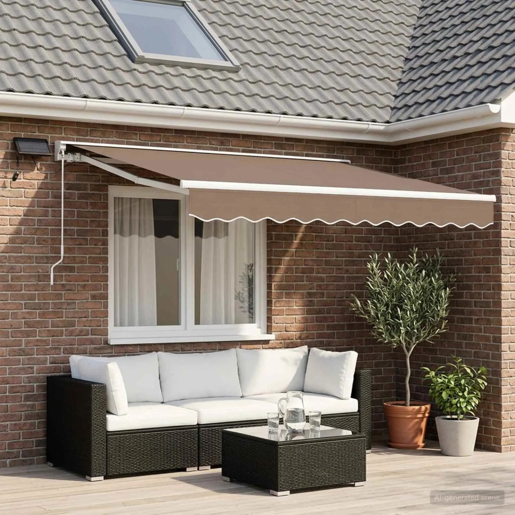 Cornice per Tenda Manuale con LED Tortora 3,5 x 2,5 m 3426002