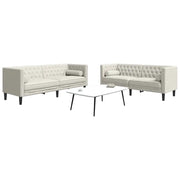 Set Divani Chesterfield 2pz con Cuscini Crema Velluto 3209298