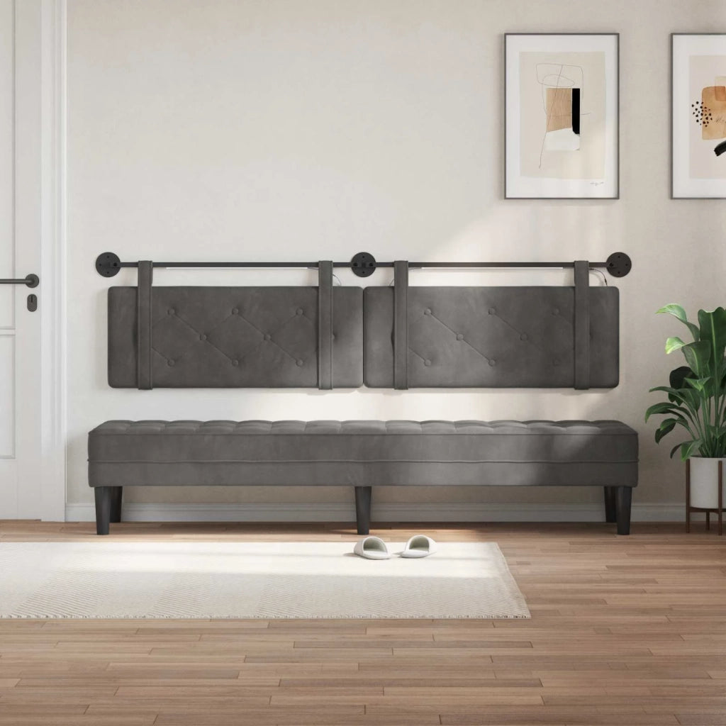 Testiera | Testata sospesa Con luce LED Grigio Scuro Velluto