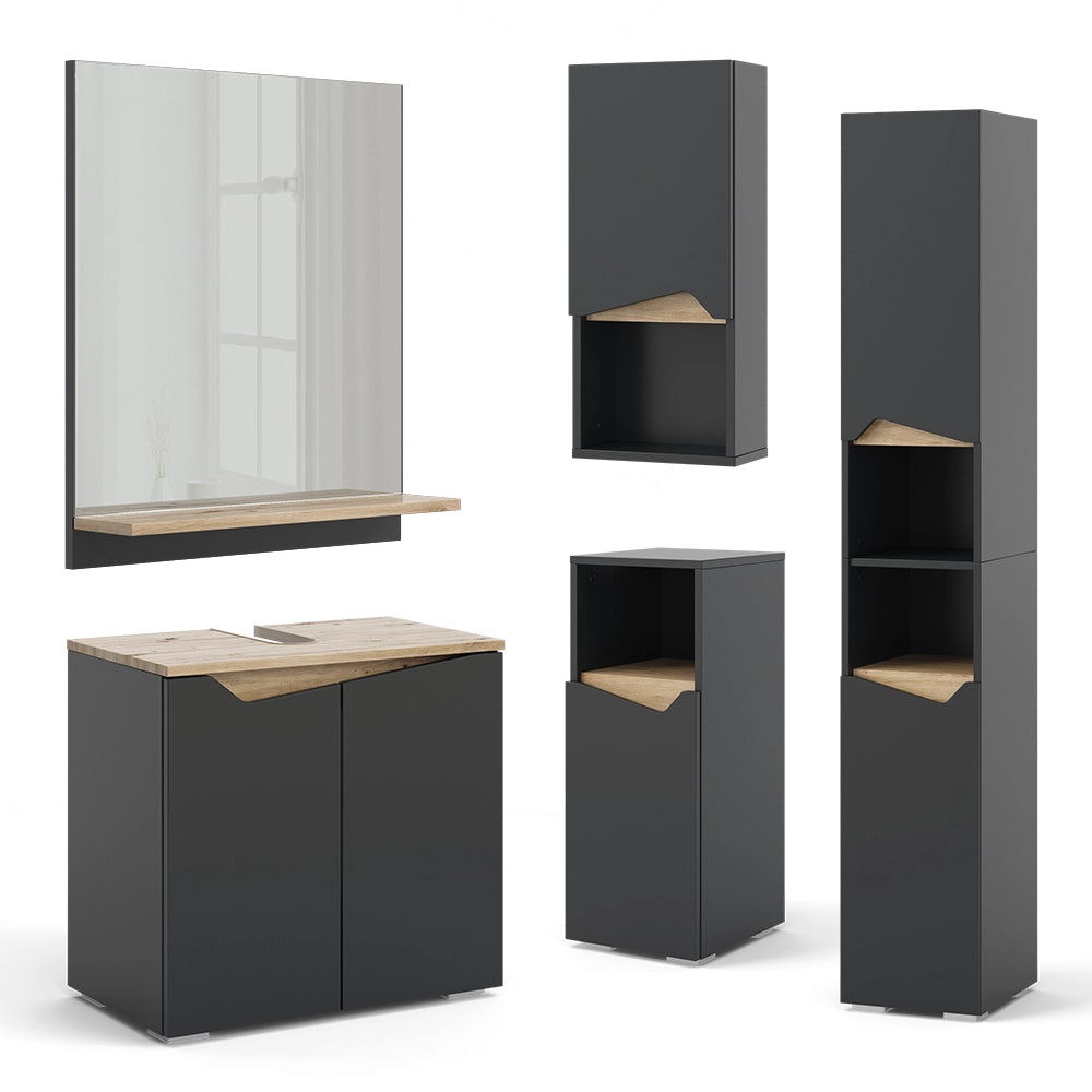 Vicco Combinazione di mobili da bagno Antracite 4 parti