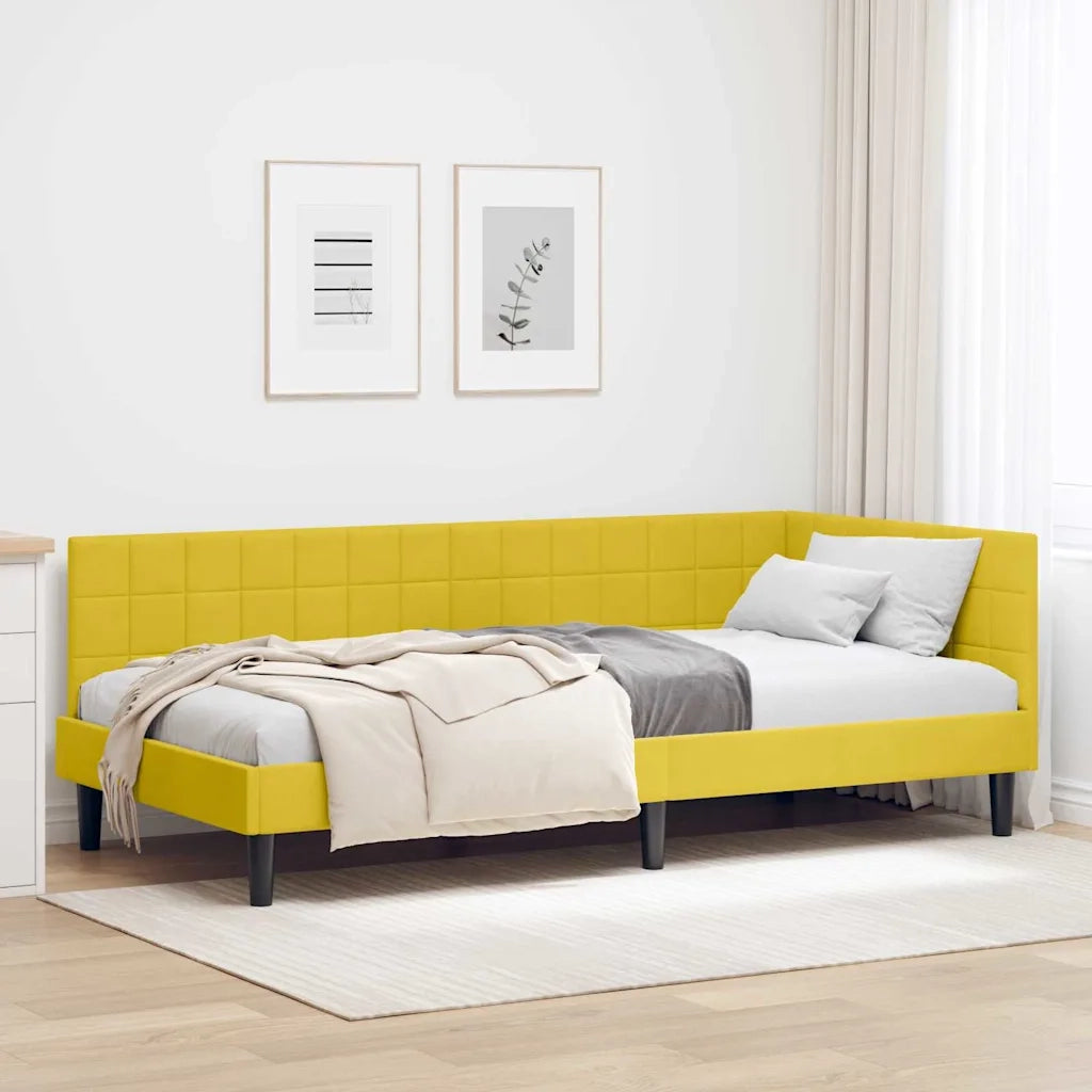 Cornice del letto ad angolo Giallo 90 cm x 190 cm Velluto 42016424