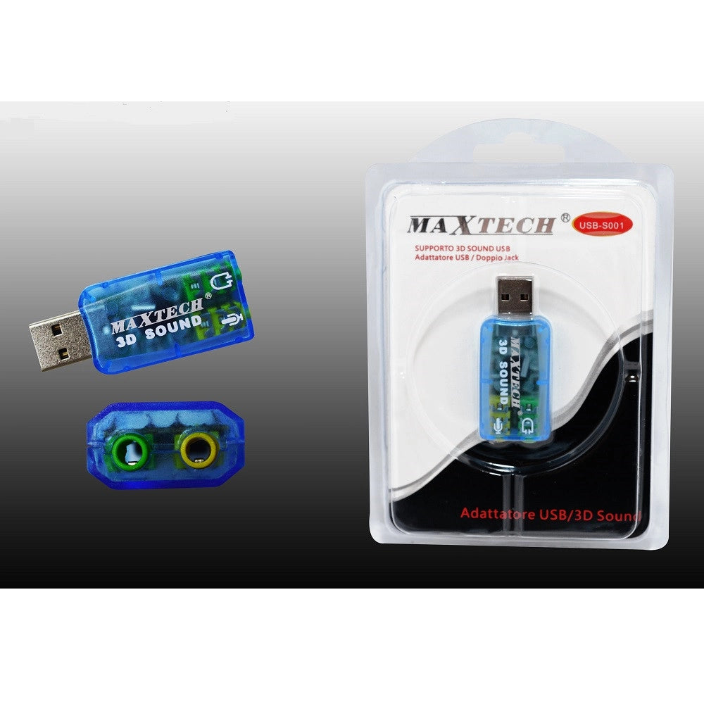Trade Shop - Adattatore Usb Doppio Jack 3d Sound Convertitore Da Jack A Usb Maxtech Usb-s001 -