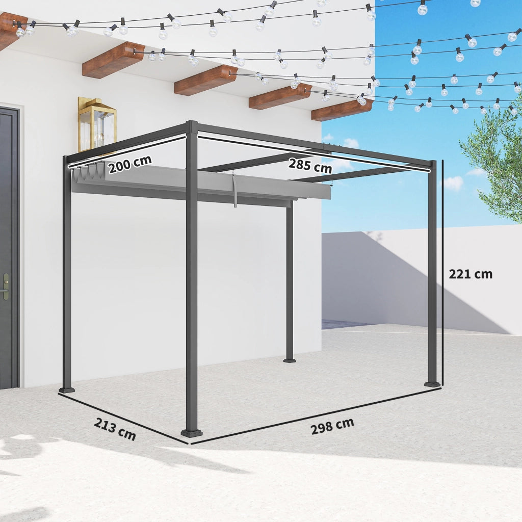 Gazebo da Giardino con Telo ¨C Minimal ¨C Grigio e Nero 3x2m