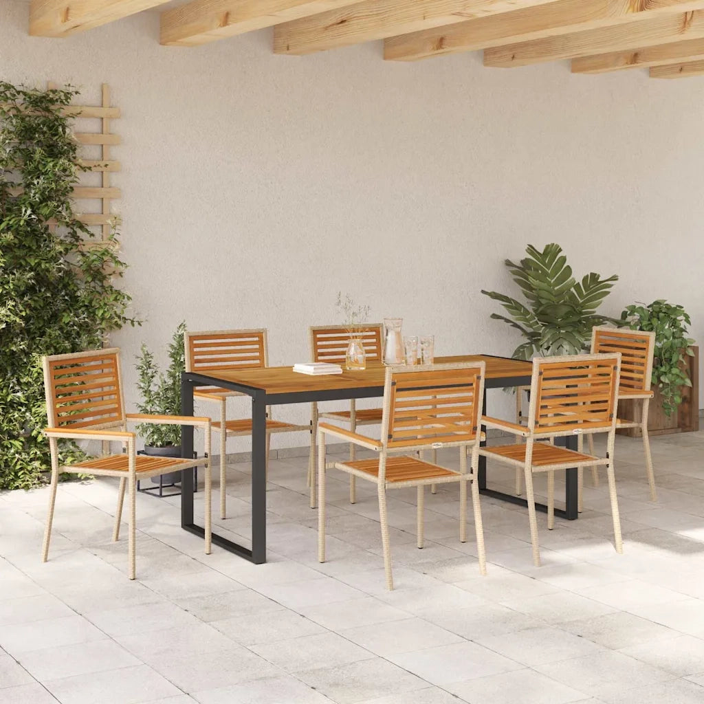 Set da Pranzo per Giardino 7 pcs Beige e Marrone polyrattan 3365483
