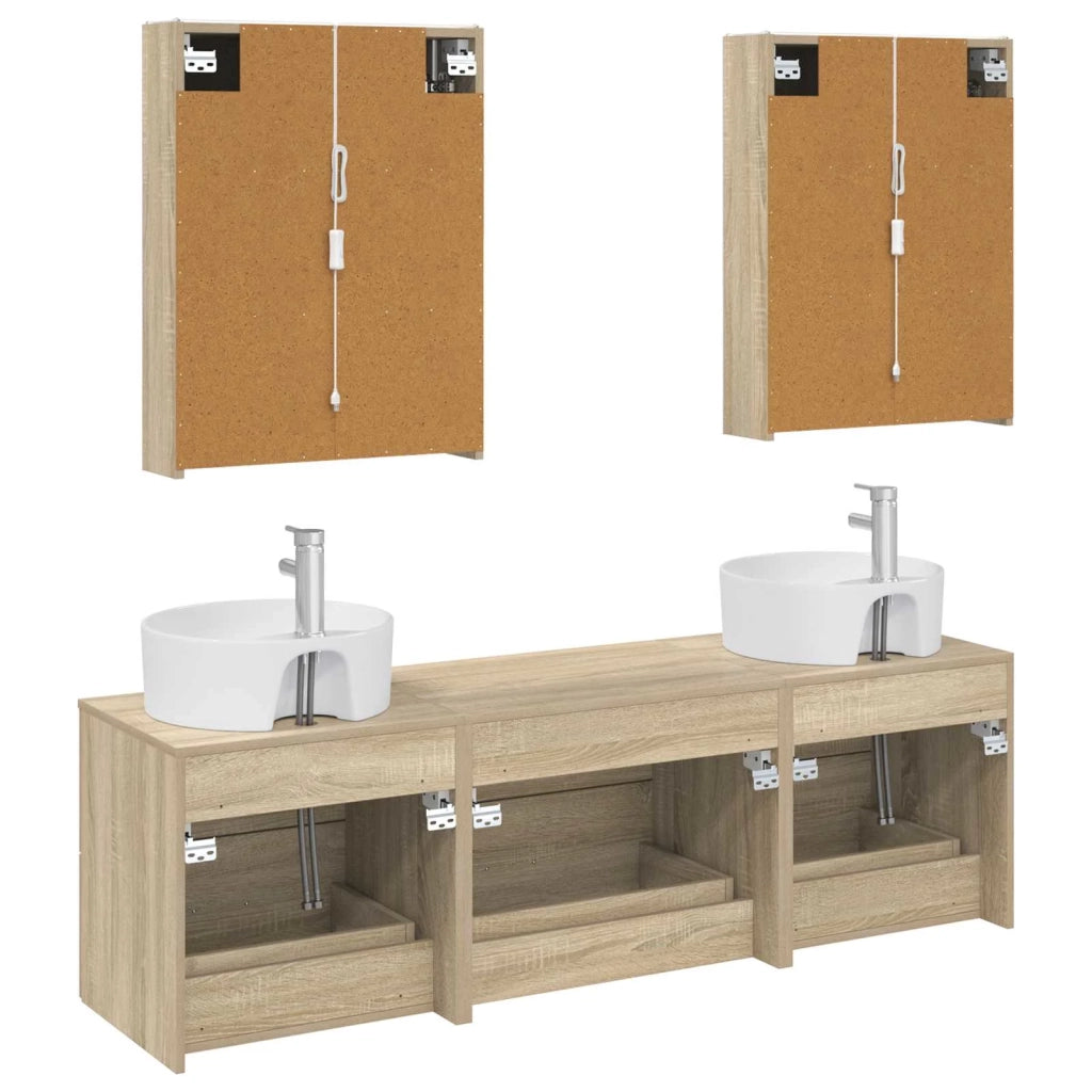 Set di mobili per il bagno 5 pz Rovere Sonoma 3406889