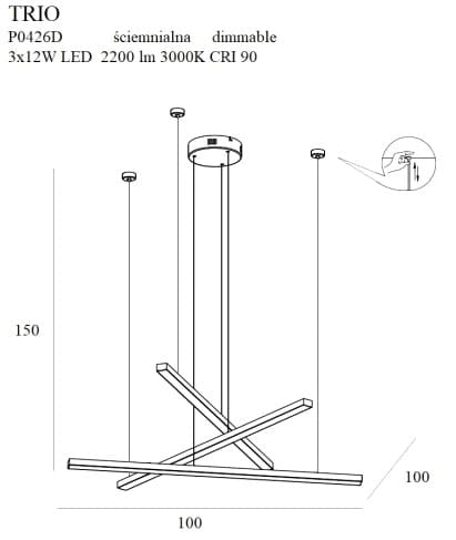 Lampada sospensione Maxlight TRIO P0426D LED 36W oro