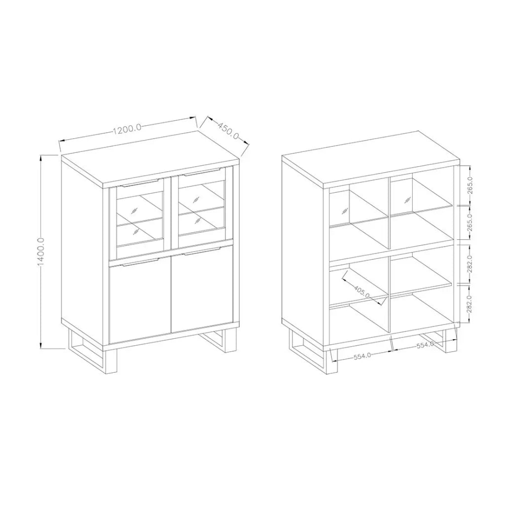 Credenza della collezione design MILO. Colore rovere. Mobile ideale per la tua sala da pranzo.