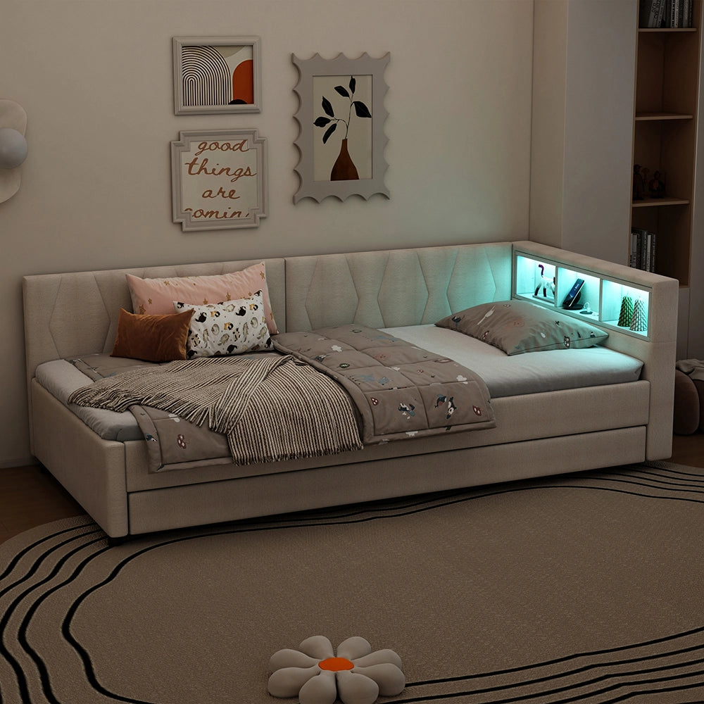 Daybed - Xylo - 90x200 cm LED USB contenitore beige