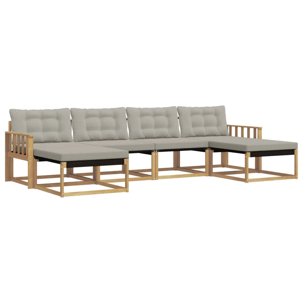 Set di divani da esterno 6 pz Bianco e Grigio Chiaro 3388945