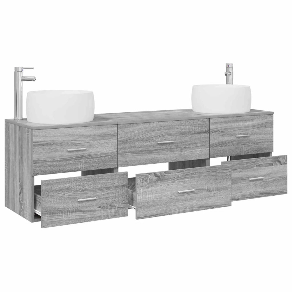 Set di mobili per il bagno 3 pz Sonoma grigio 3405920