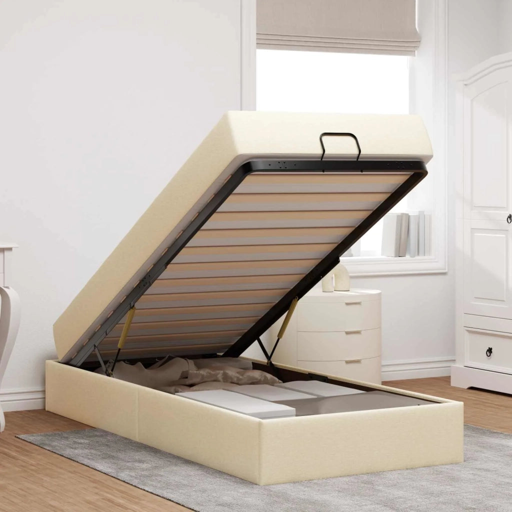 Struttura letto con materasso 2 pcs-Giroletto Crema Tessuto 347906