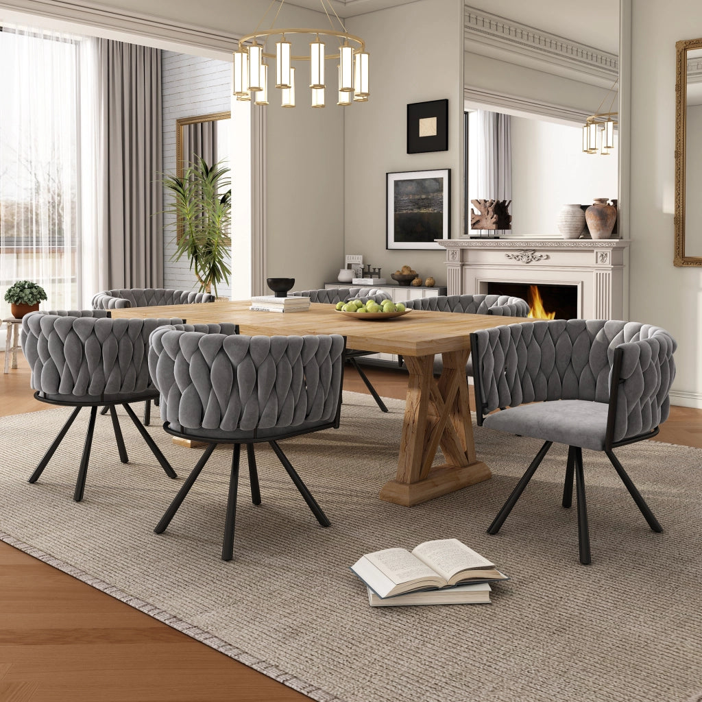 SEDIA DA PRANZO Girevole 360° Set da 6 pezzi Grigio in velluto