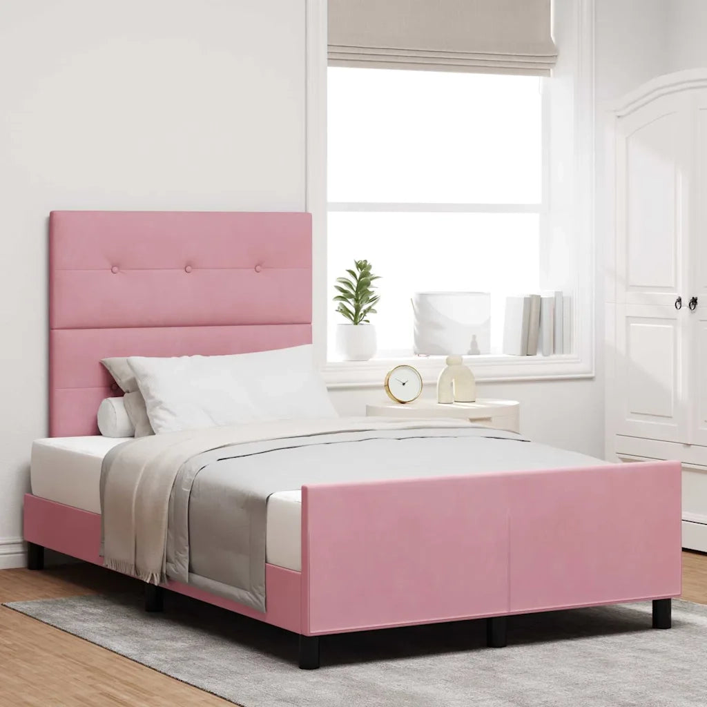 Letto a molle con testiera Rosa 120 x 200 cm Velluto 3344938