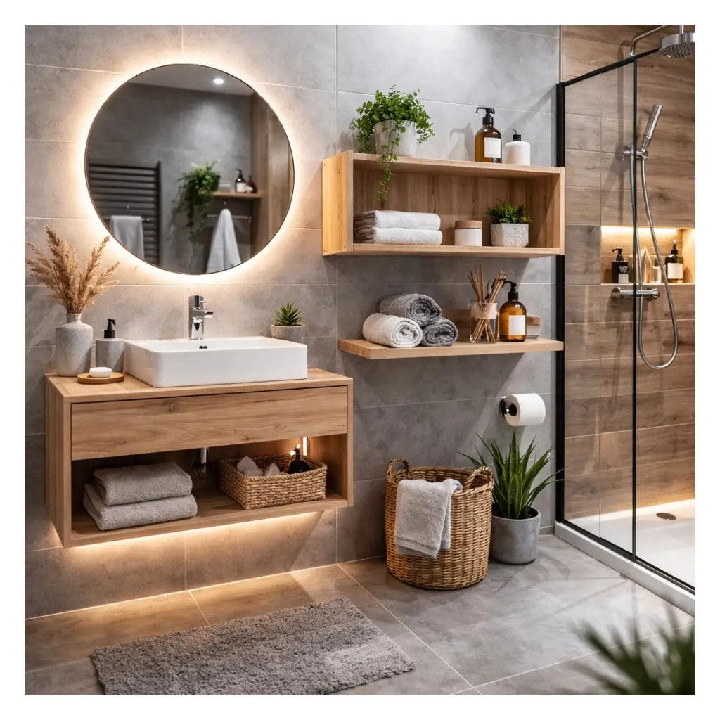 Mobile da bagno VANO 60 cm in rovere sospeso con nicchia