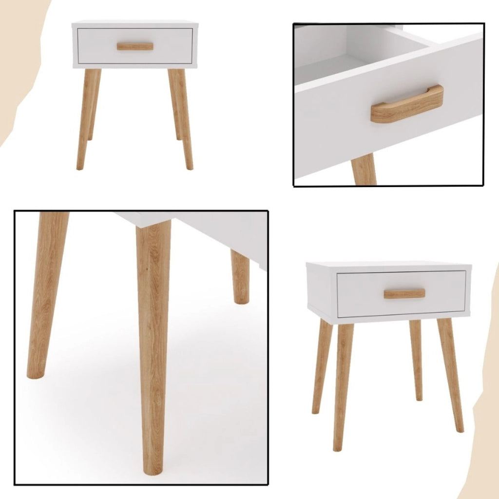 Comodino Luna bianco in stile scandinavo