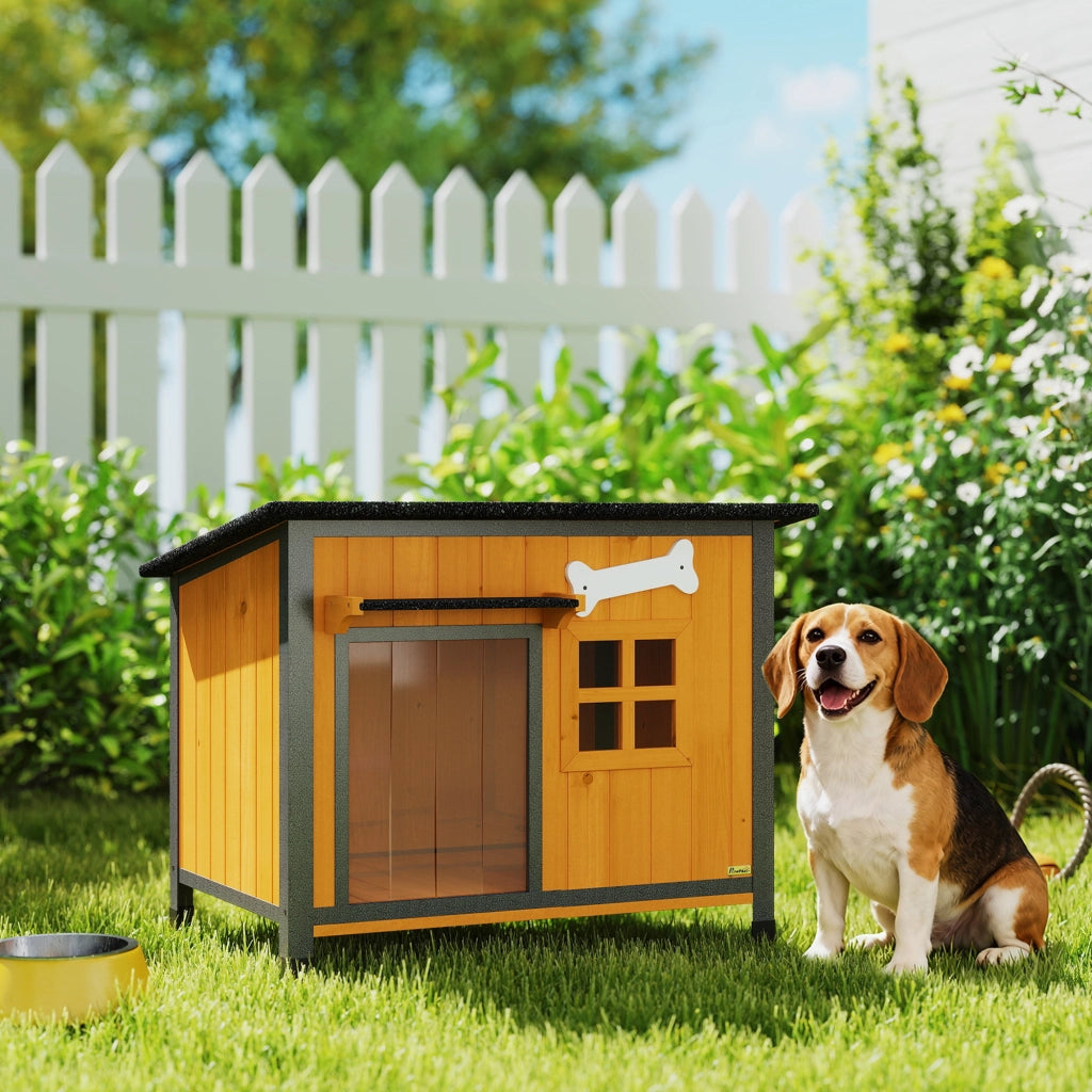 Cuccia per Cani da Esterno in Legno e Acciaio ¨C Minimal ¨C Giallo