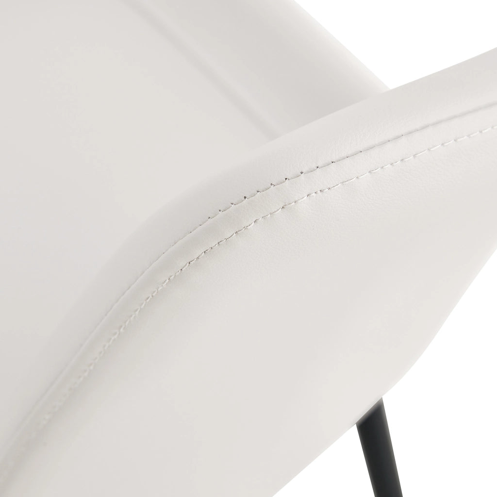 SEDIE da pranzo in PU bianco e metallo nero, Set da 4 pezzi