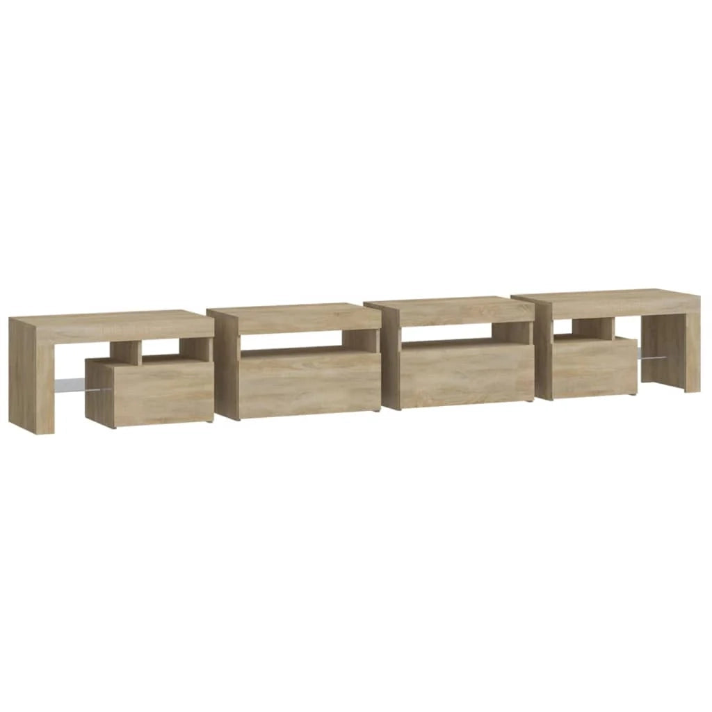 Mobile TV multimediale mensola TV credenza mobile TV sala da pranzo soggiorno camera da letto con luci LED rovere Sonoma 260 x 36,5 x 40 cm marrone 02_0026776