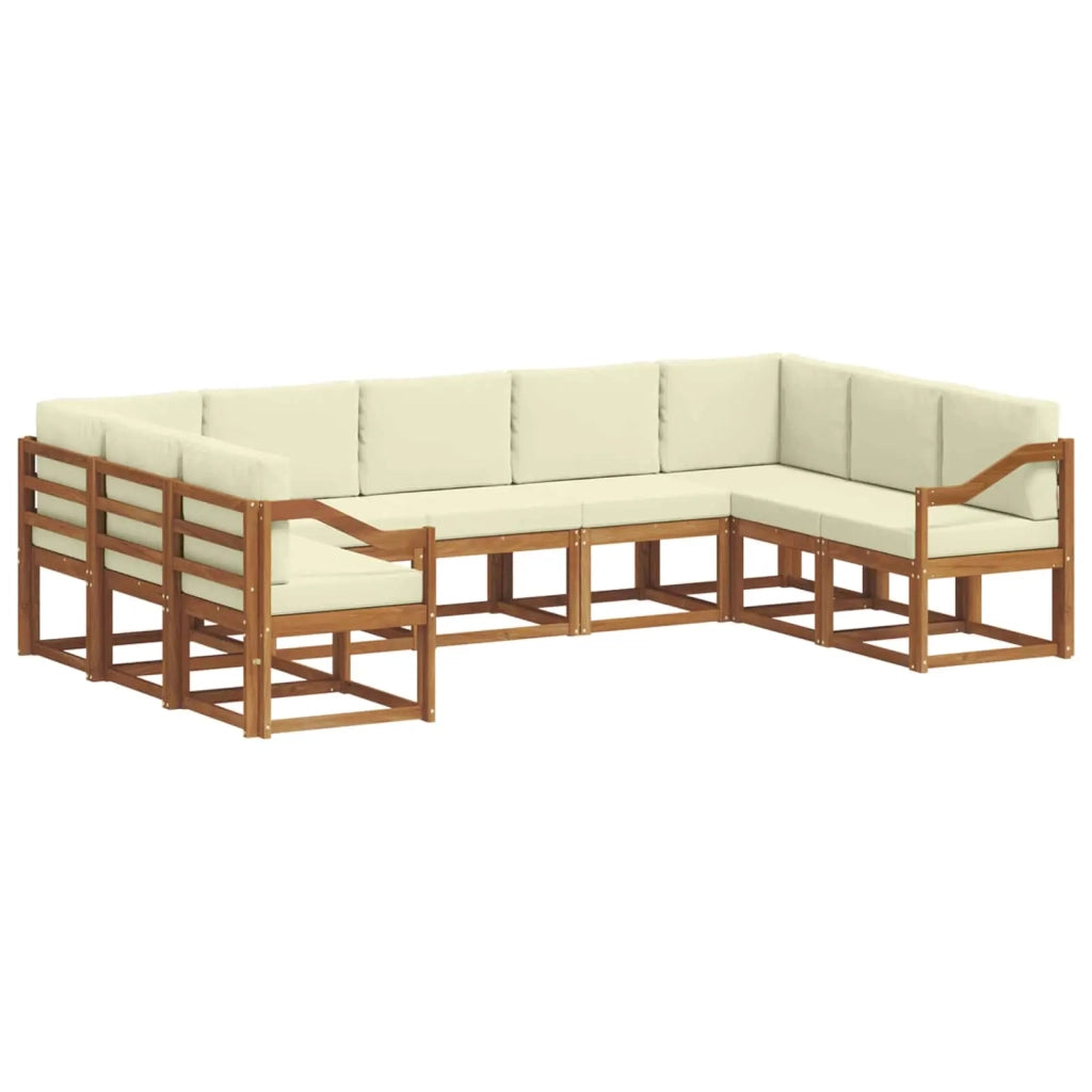 Set di divani da esterno con cuscino 9 pcs Naturale e Crema 3366998